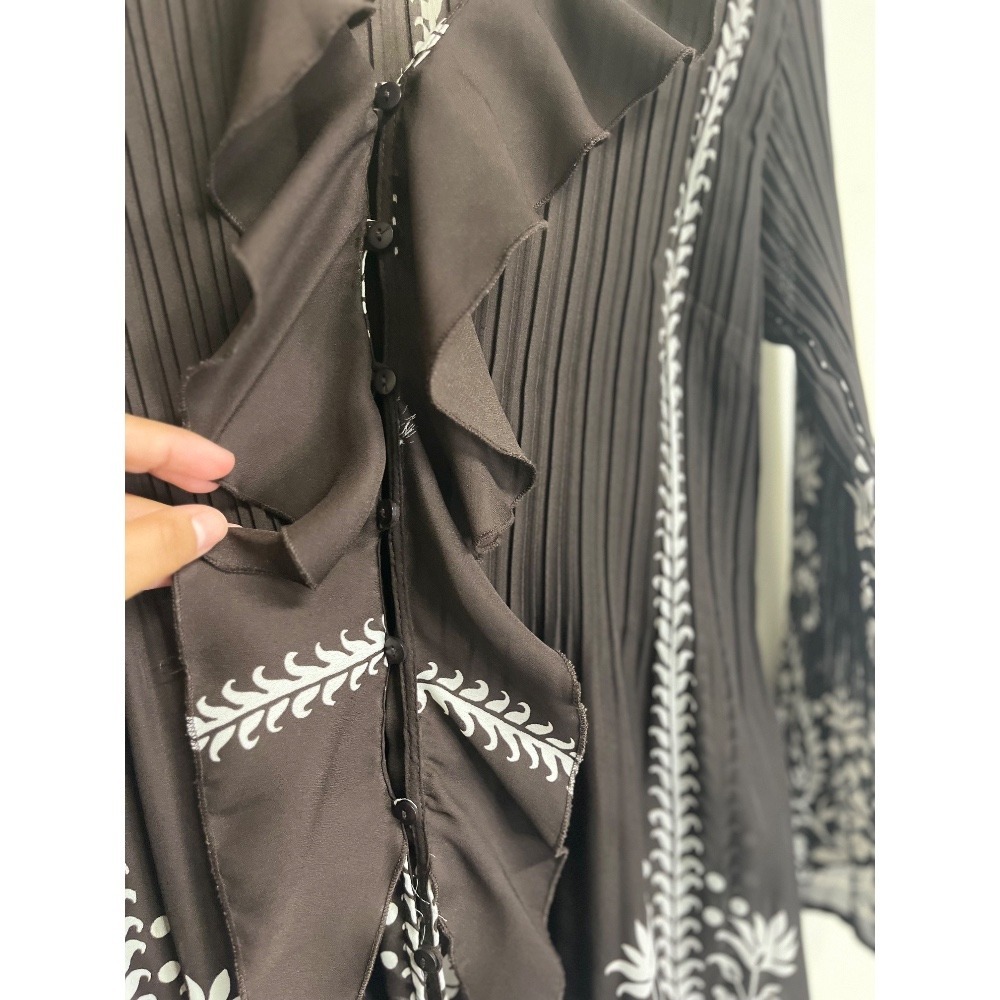 Sunny Leigh Women's Brown & White Patterned Ruffle Blouse Size XL - Picture 7 of 8